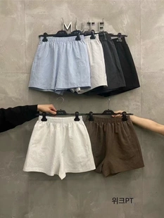 新款 現(xiàn)貨mute 棉麻休閑短褲 女2025夏季 韓國東大門松緊腰寬松百搭