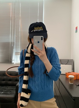 Viiwen 实穿单品 韩系chic圆领麻花显瘦套头百搭毛衣针织上衣秋