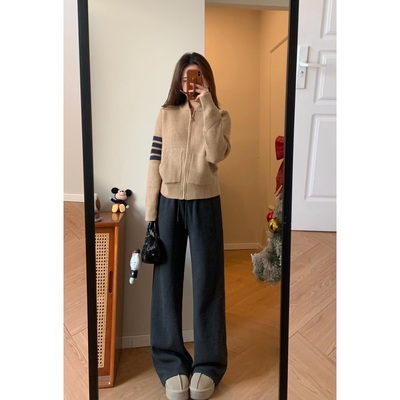 Viiwen韩系学院风四条杠针织毛衣