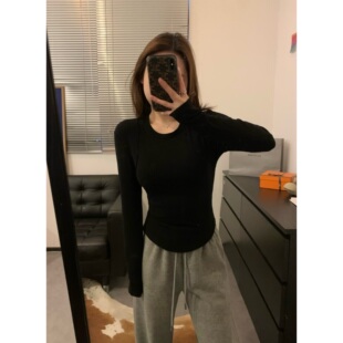 双面磨毛保暖弧边打底百搭长袖 远红外技术 T恤 锁温棉绒 Viiwen