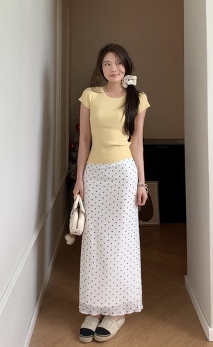 缪系oni显瘦法式波点百搭半身裙