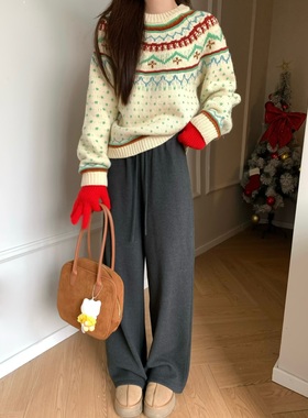 Viiwen 加厚保命裤 高克重一条过冬保暖显瘦加绒直筒韩系休闲裤冬