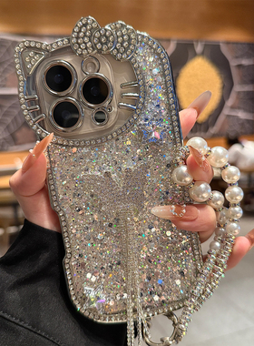 酷图创意闪钻kt猫流苏蝴蝶苹果16Promax手机壳新款iPhone15pro小众高级感14Pro带挂绳11时髦ip13女款12保护套