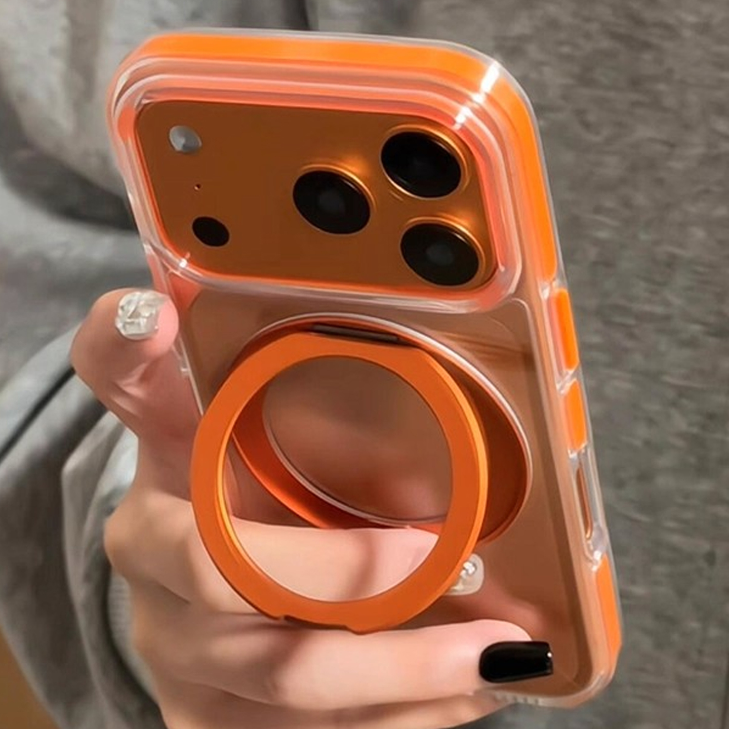 纯色支点适用苹果17promax新款手机壳透明磁吸iphone17高级感外壳15带支架14简约13全包防摔16pro男女保护套