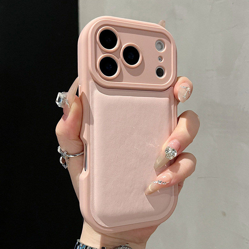 气垫皮质适用苹果17ProMax手机壳新款iPhone16pro镜头全包15超火爆款14简约纯色air高级感外壳13女防摔保护套