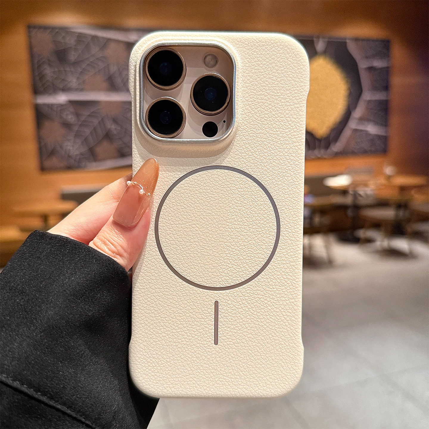 酷图适用苹果16promax手机壳新款肤感皮质iphpne16保护套小众13无边框磁吸充电14pro高级感女款15pro简约男士