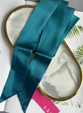 真丝素绉缎夏季细长围巾领巾飘带 双层 桑蚕丝带黑色复古潮