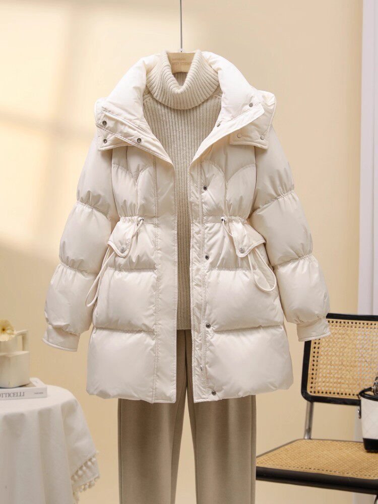 羽绒服女冬季2025新款中长款韩版时尚收腰显瘦加厚连帽保暖外套潮
