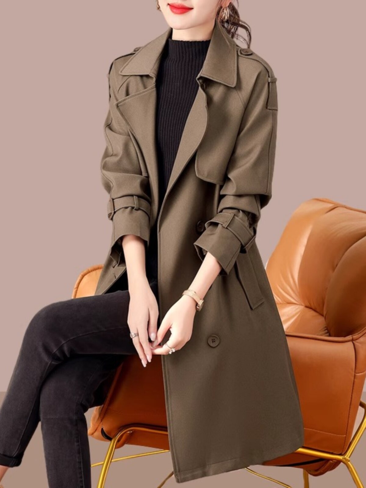 风衣女款2025新款春秋季小个子气质高级感洋气大衣中长款外套女装