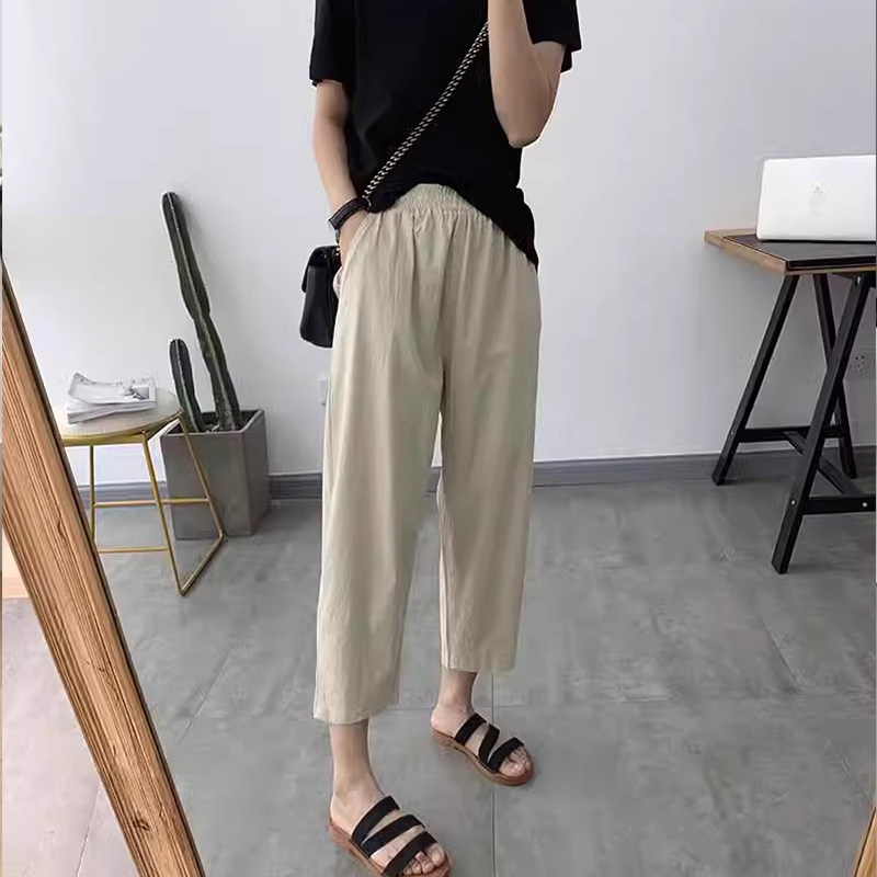 七分裤女宽松棉麻裤亚麻夏季薄款休闲 哈伦裤夏天裤子罗卜女裤夏