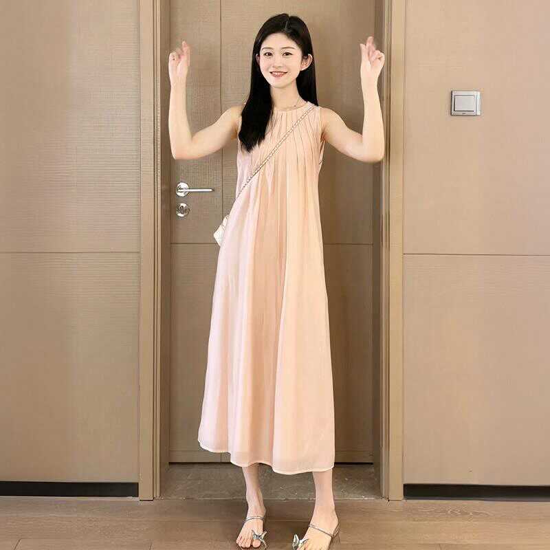 法式连衣裙女2025新款夏季无袖设计感小众背心裙小个子显瘦长款子