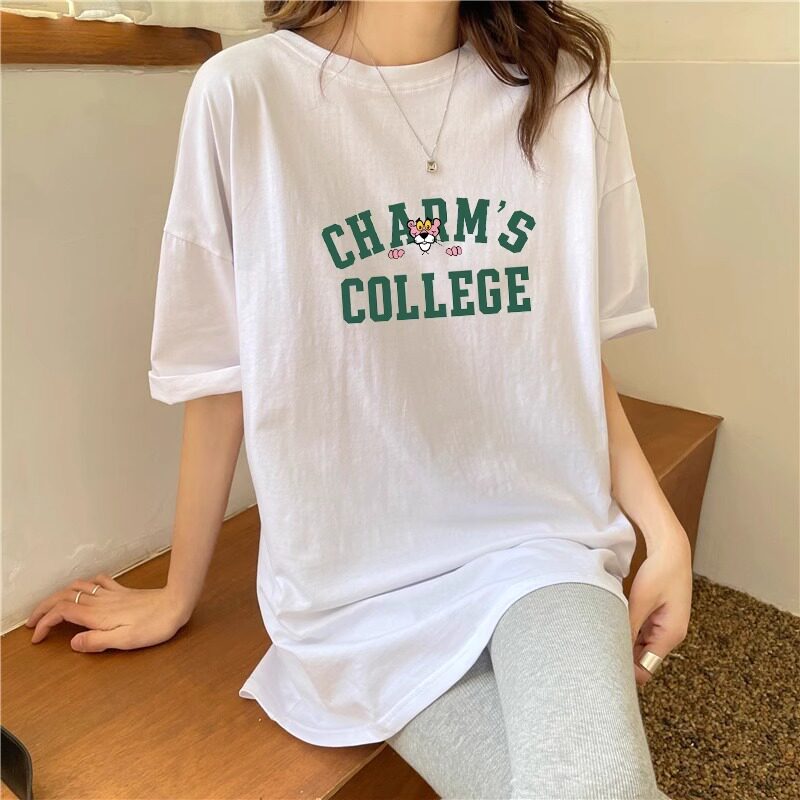 欧洲站短袖t恤女ins潮纯棉夏季欧货白色中长款小个子宽松百搭薄款
