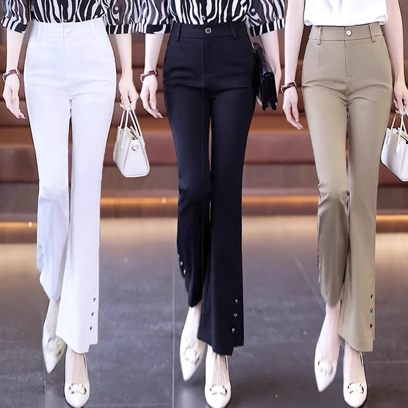 微喇叭裤女夏季2025新款裤子薄款爆款高级感西装裤休闲 九分喇叭