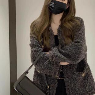 高级感气质小香风外套女士秋冬大码胖mm宽松显瘦百搭休闲炸街上衣