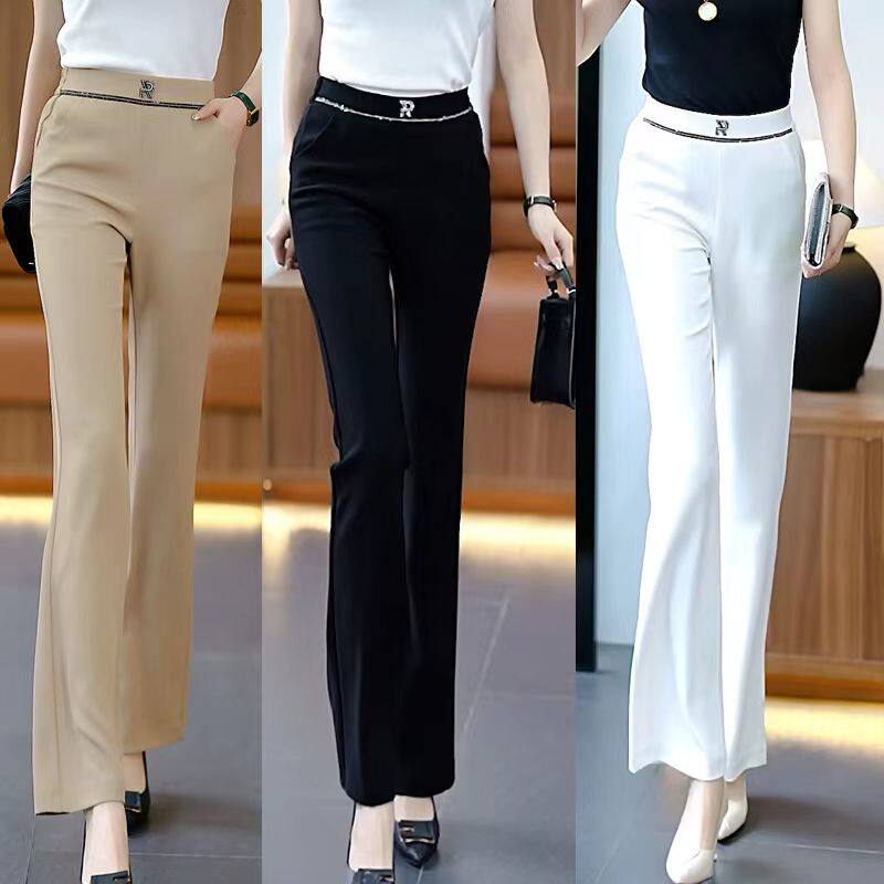 冰丝微喇裤女2026年夏季新款松紧腰裤子垂感西装裤高腰显瘦喇叭裤