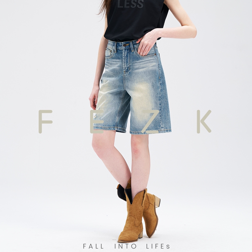 FEZK Freedom•甄选丰盈凉感棉纱织造 破洞设计松弛简约中裤FL621