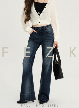 FEZK Zephyr•高质感层次感猫须 复古提臀显瘦修身喇叭裤FS973