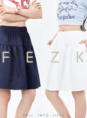 FEZK Esay life•夏季定制设计 松紧腰高舒适五分花苞裙FD158