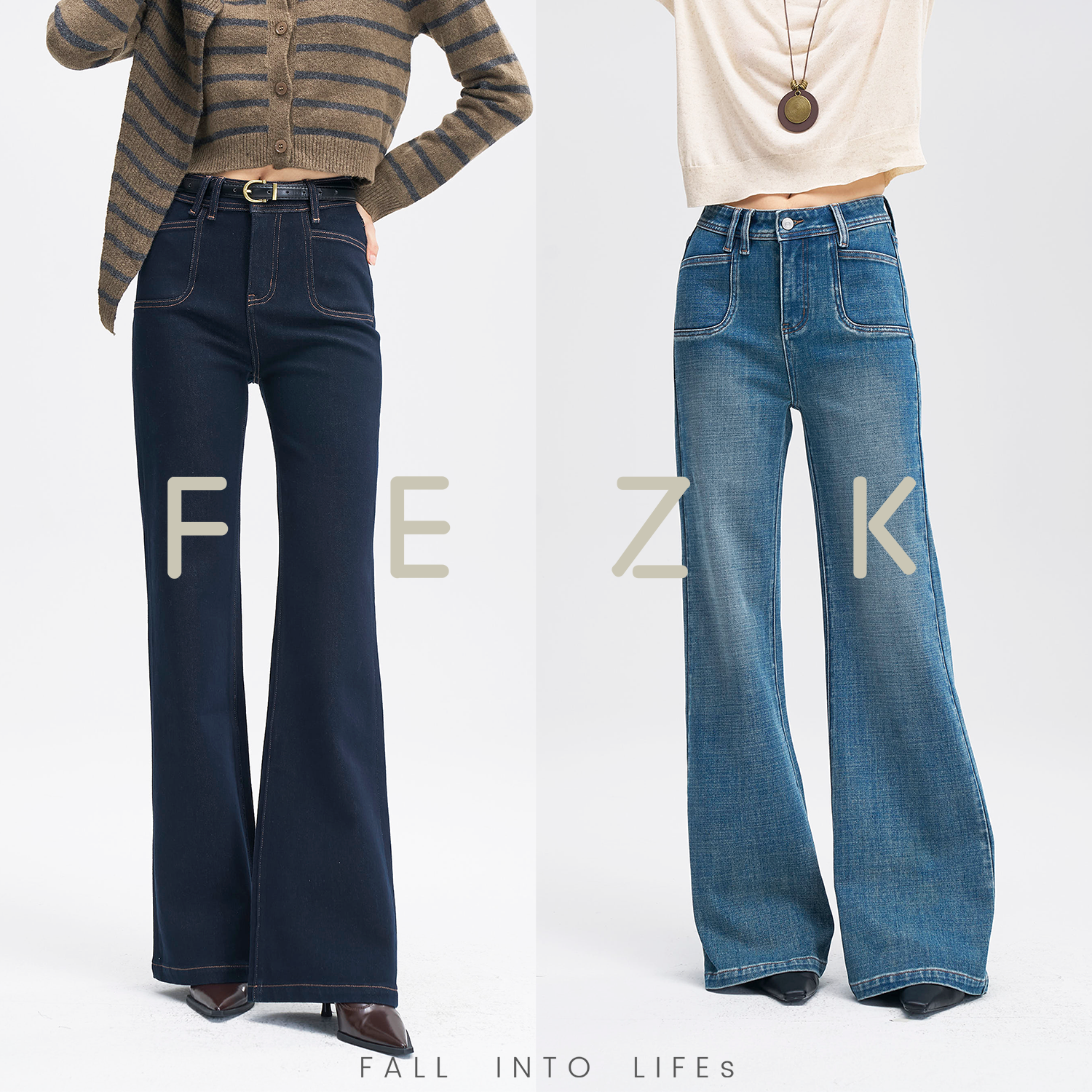 FEZK Zephyr•重构双贴袋设计 定制面料 垂坠有型微阔喇裤FL056