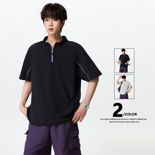 2026夏季 美式 轻量化几何撞色山系运动速干短袖 T恤休闲上衣男 新款