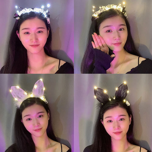 发光猫耳朵发箍cos道具拍照头饰