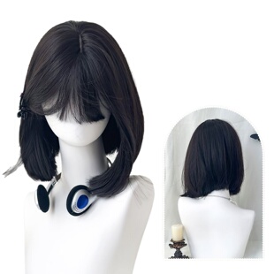 假发女全头套短直发日常甜美黑茶色空气刘海日常整顶假发全头套式