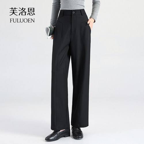 黑色西装阔腿裤女高腰显瘦面试