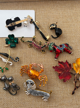 可爱猫咪小狗动物花朵简约风别针胸针瑕疵特卖