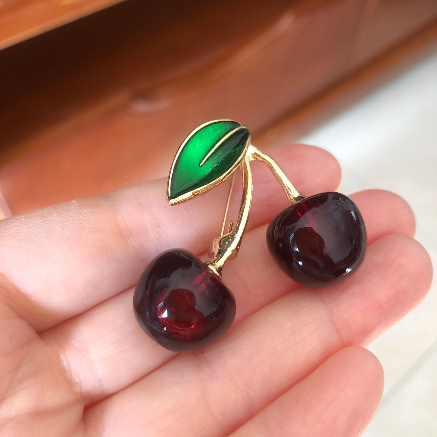 个性水果系列立体感樱桃造型别针胸针