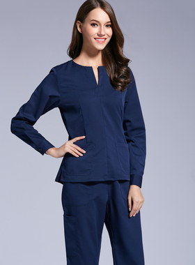 玫绮格前台长袖洗手衣宠物诊所女装刷手服美容服护士服修身定做