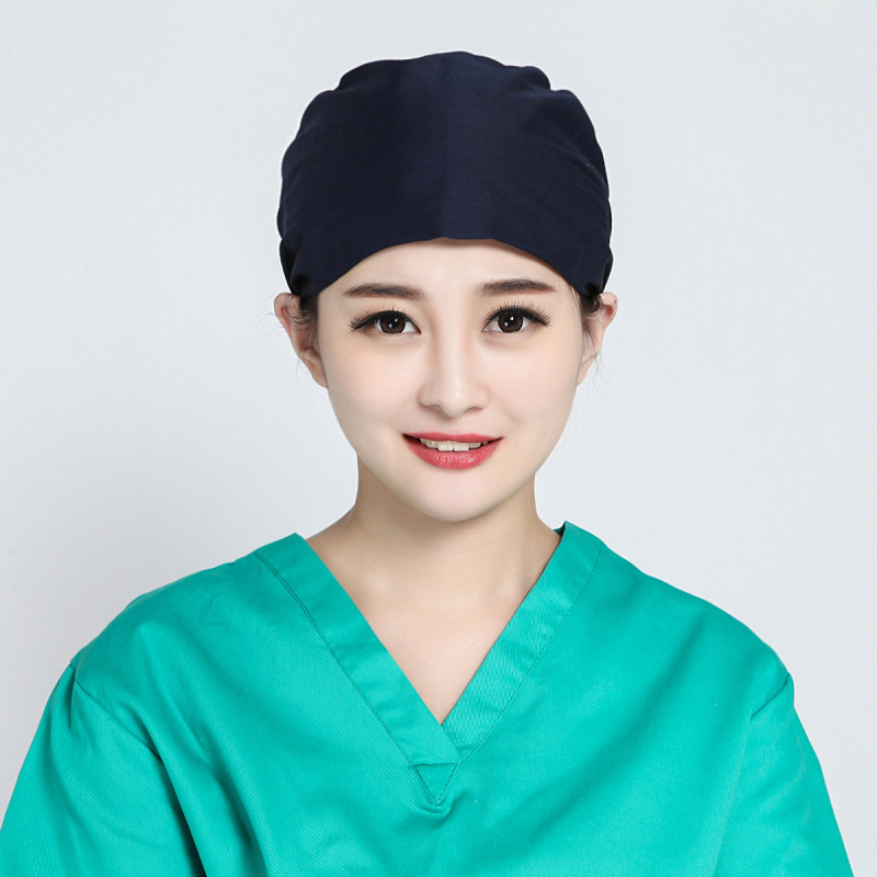 春秋季手术室专用帽子欧美医生护士纯棉松紧带紫色印花餐厅工作帽