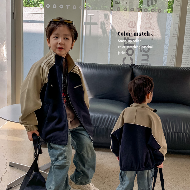 拼色中性圆领百搭外套