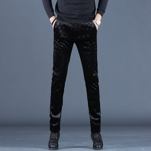 潮牌印花卫裤 休闲裤 潮流男西裤 修身 子男秋 2025新款 条绒裤 高端男士