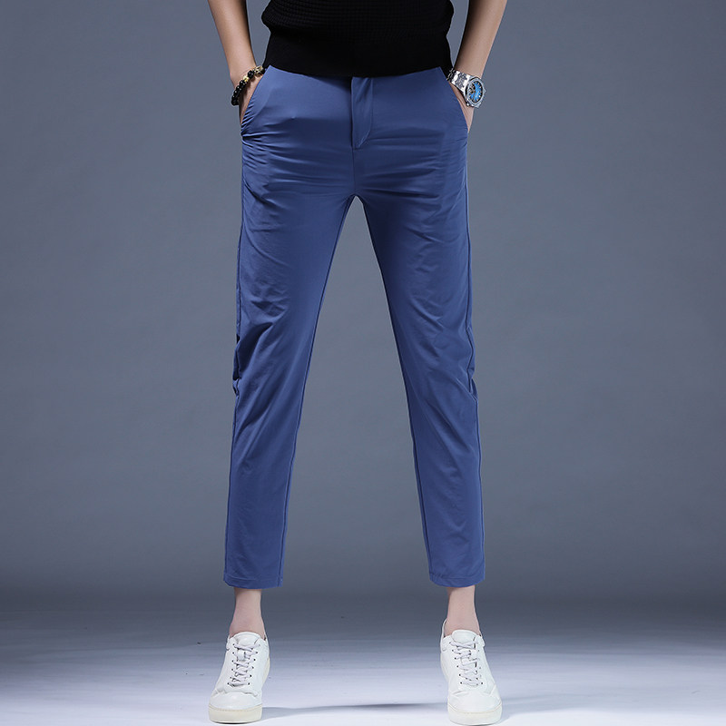 显瘦免烫西裤男士夏季时尚百搭商务正装九分裤修身抗皱直筒休闲裤