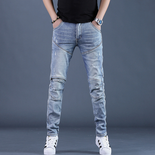男士 时尚 高端休闲百搭直筒裤 夏季 显高显瘦长裤 牛仔裤 立体修身 薄款