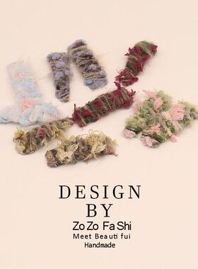 zozo韩版原创手工毛绒线发夹刘海夹碎发边夹秋冬彩色一字夹侧边夹