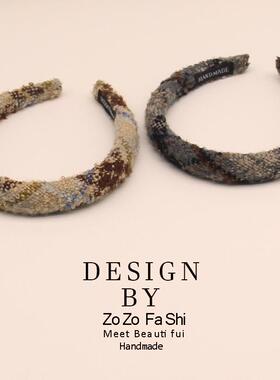 秋冬新款小香风毛绒针织发箍女高颅顶压发头箍简约百搭发捆头饰