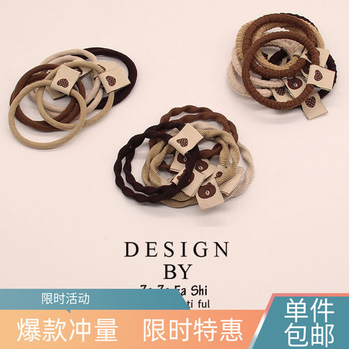 奶咖色系小熊发绳可爱少女心