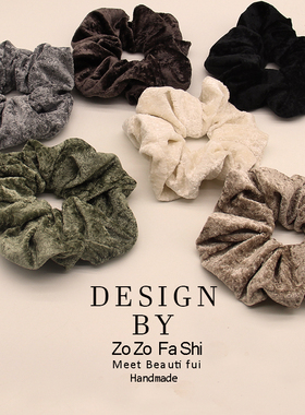 韩系新款亮面植绒大肠发圈简约百搭后脑勺发绳氛围感甜美温柔发饰