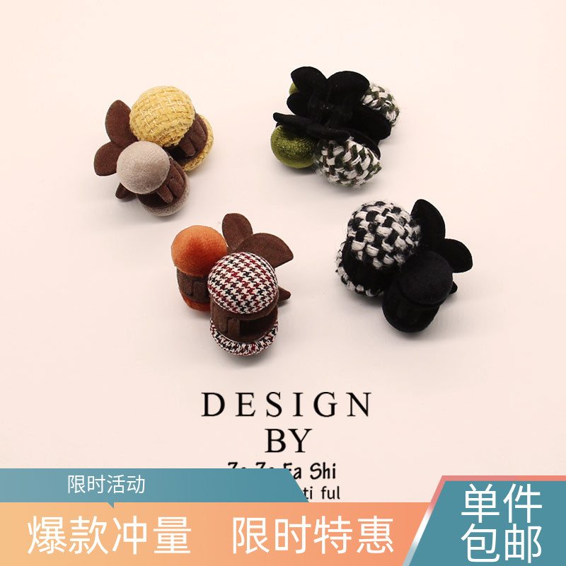 秋冬毛绒樱桃发夹可爱侧边刘海