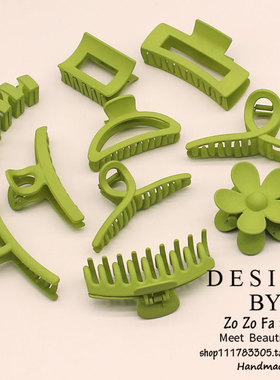 绿色发夹抓夹高级感发饰后脑勺简约鲨鱼夹韩国优雅气质盘发头饰女