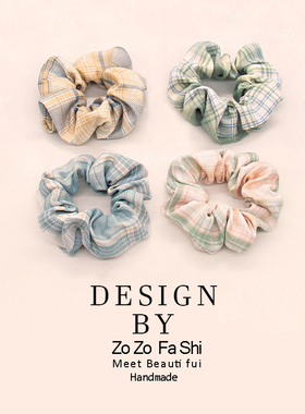 日系ins小清新发圈优雅大肠圈JK制服同款格子扎马尾头绳小物头饰