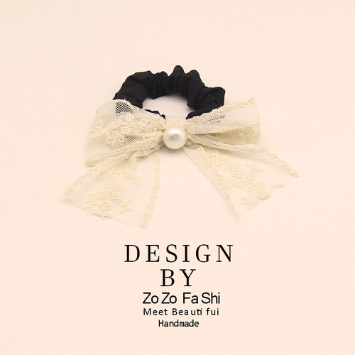 韩系高级感气质白色蕾丝发圈