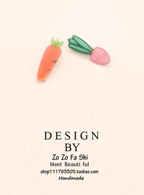 ins可爱夏日水果 小发夹网红侧边鸭嘴夹一字夹韩国简约后脑勺发卡