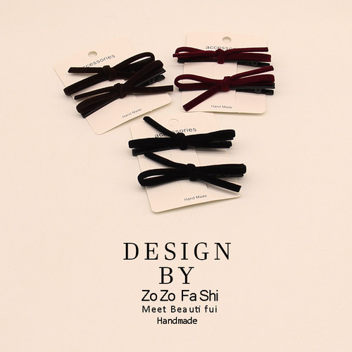 韩系新款丝绒蝴蝶结发夹