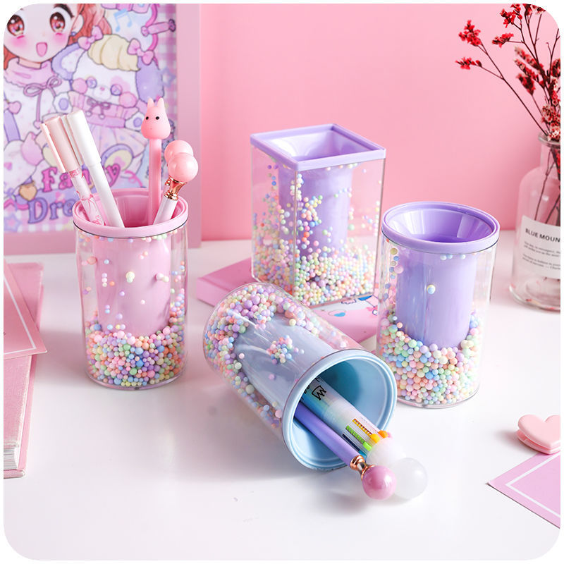 亚克力梦幻彩色球笔筒创意可爱少女心时尚学生桌面多功能收纳盒