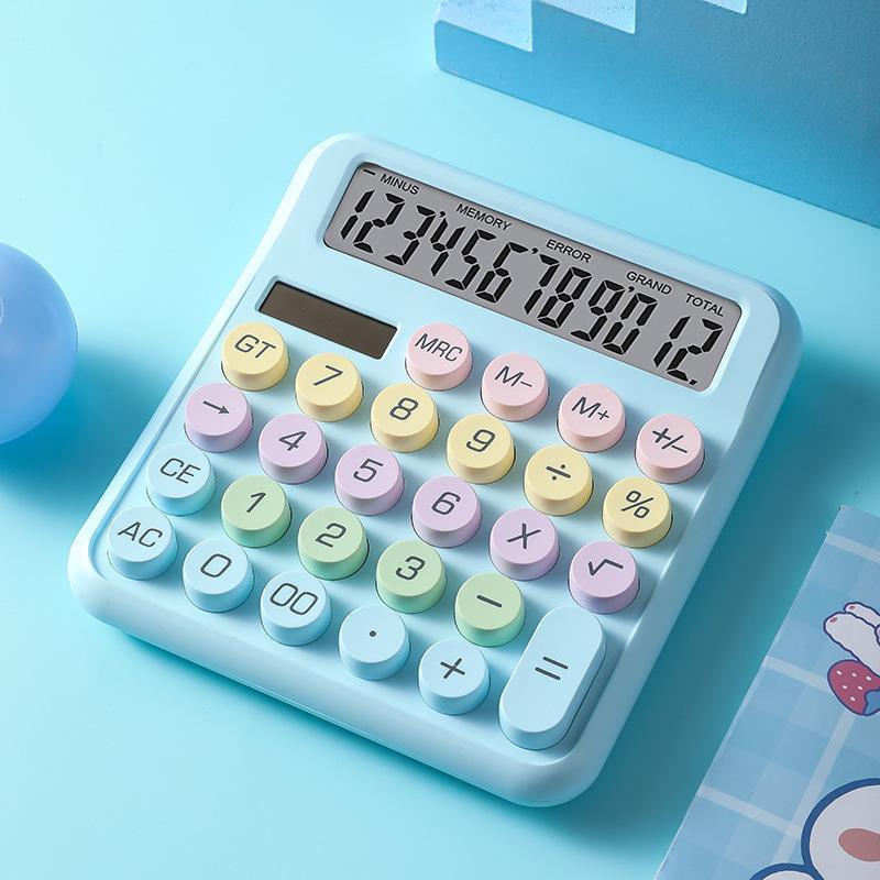 可爱多巴胺 马卡龙 计算器 机械键盘双电源太阳能 高颜值 办公学