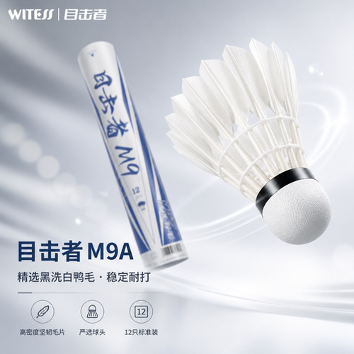 WITESS目击者正品鸭毛黑洗白羽毛球M9A稳定耐用室内外运动训练球