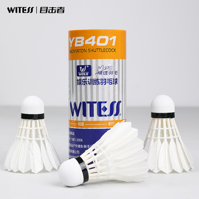 WITESS羽毛球耐打王YA401鸭毛球训练球专用耐打6只装白色款3只装
