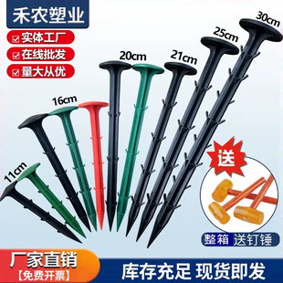 防草布地钉拉枝钉除草布大棚地膜钉遮阳网果园艺倒刺地插塑料地钉